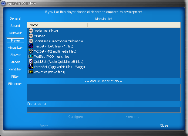 Ashampoo Media Player+ 2.3 : Player Options Configuration