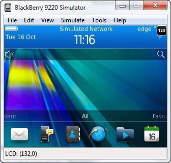BlackBerry Simulator (9220) 7.1 : Main window