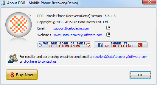 DDR - Mobile Phone Recovery 5.6 : Main window