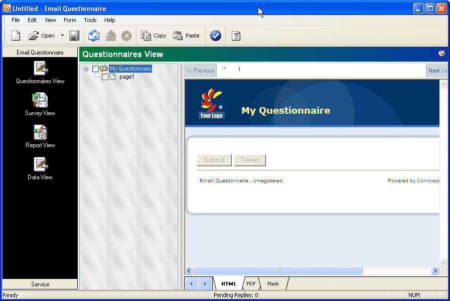 Email Questionnaire 5.1 : Main window