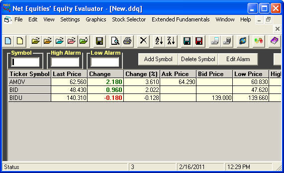 Equity Evaluator 6.6 : Main window