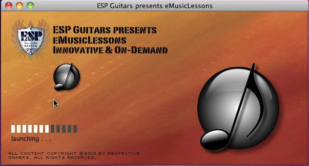 ESP Guitars presents eMusicLessons 1.0 : Main Screen