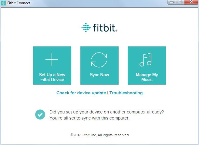 Fitbit Connect 2.0 : Main window