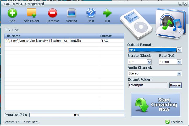 Flac to MP3 5.0 : Main Window