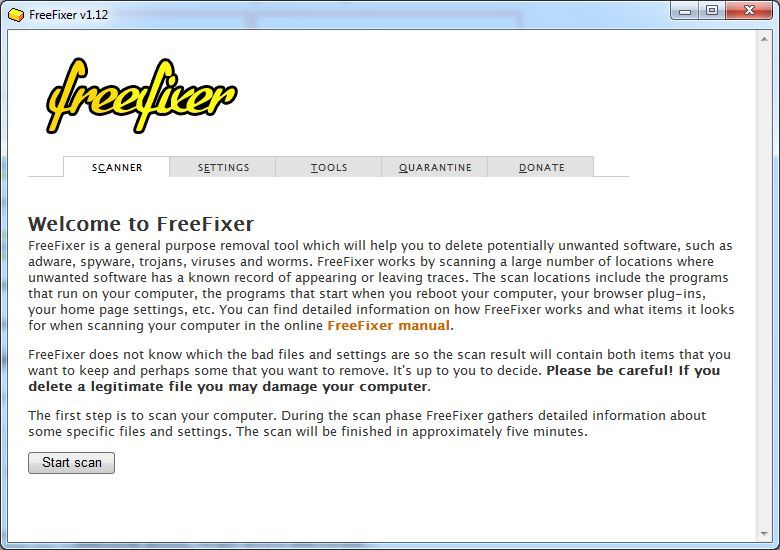 FreeFixer 1.1 : Main interface