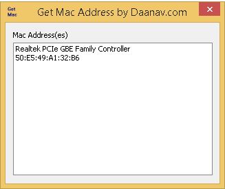 Get MAC Address by Daanav.com 1.0 : Main Window