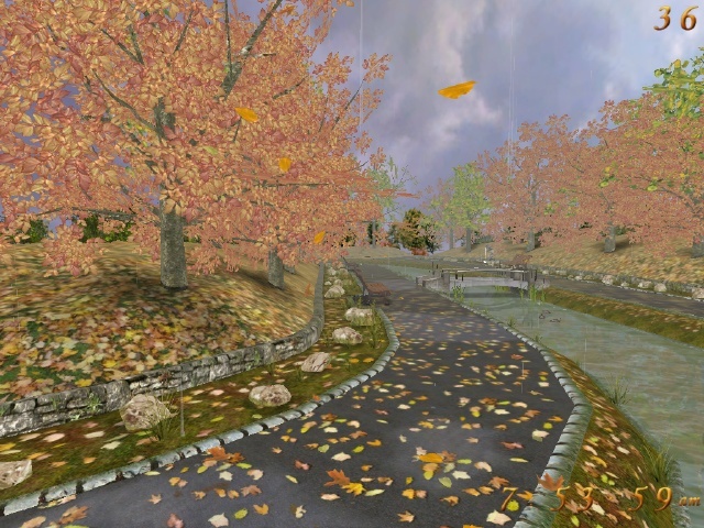 Golden Autumn 3D Screensaver : Falling leaves