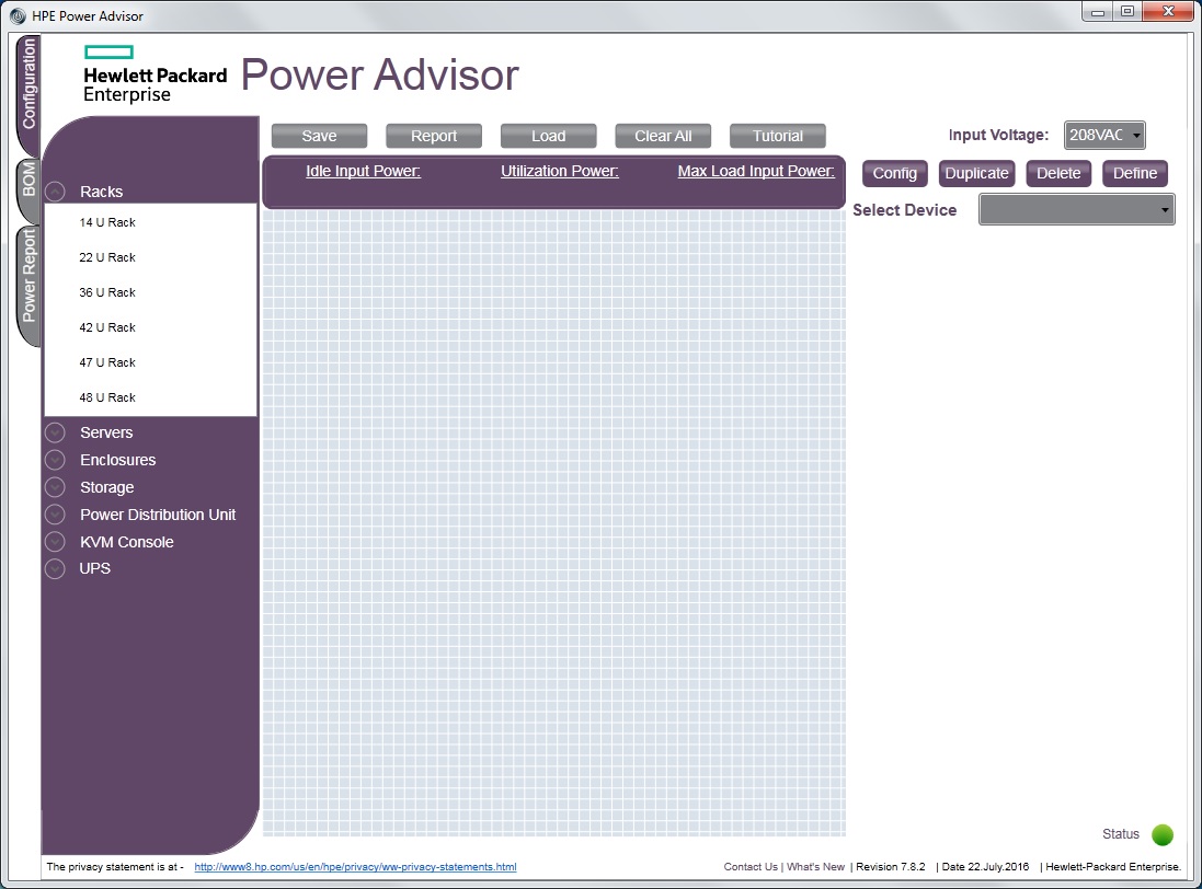 HPE Power Advisor 7.8 : Racks