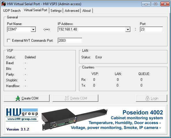 HW Virtual Serial Port 3.1 : Main Window