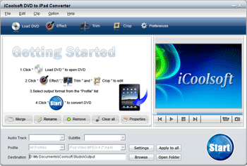 iCoolsoft DVD to iPad Converter 3.1 : Main Window