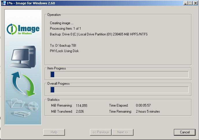 Image for Windows 2.6 : Backing up