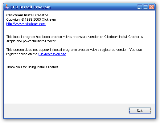 Install Creator 2.0 : The window shown after the installation process (unregistered version)