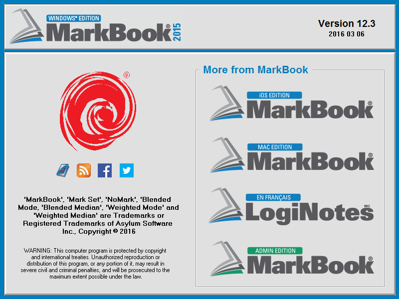 Markbook 12.3 : Main window