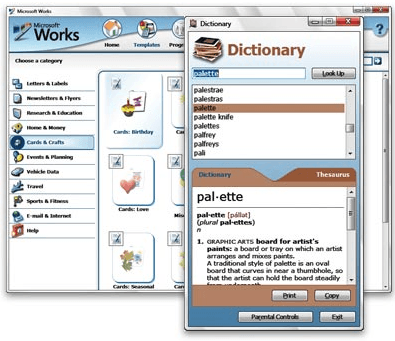 Microsoft Works : dictionary