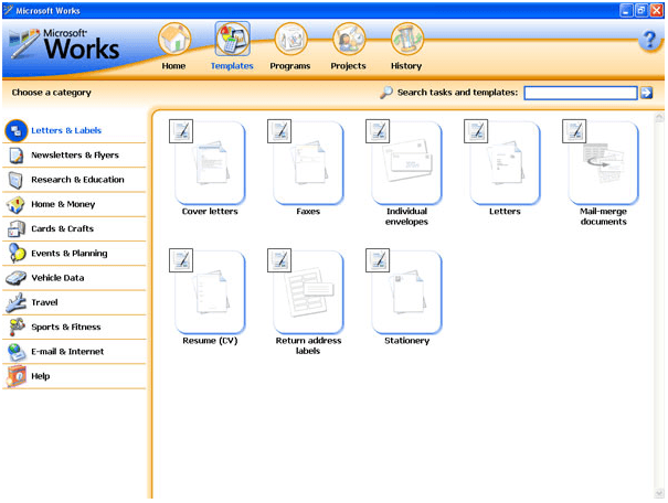 Microsoft Works : general view