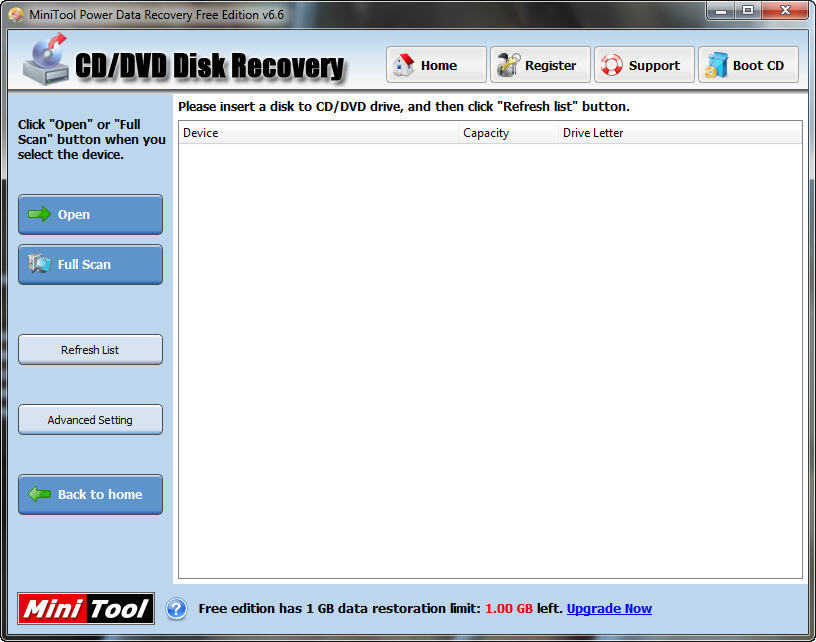 MiniTool Power Data Recovery Free Edition 6.6 : CD/DVD Recovery