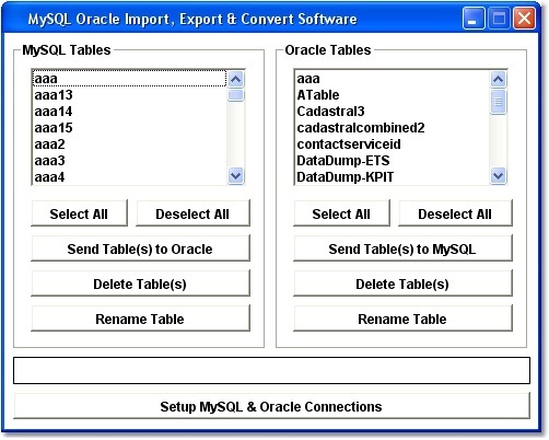 MySQL Oracle Import, Export & Convert Software 7.0 : Main Window