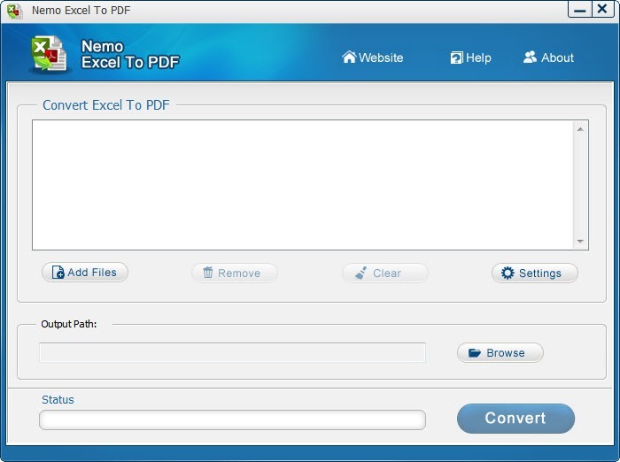 Nemo Excel To PDF 4.0 : Main Window
