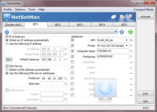 NetSetMan 4.0 : Add a New Set