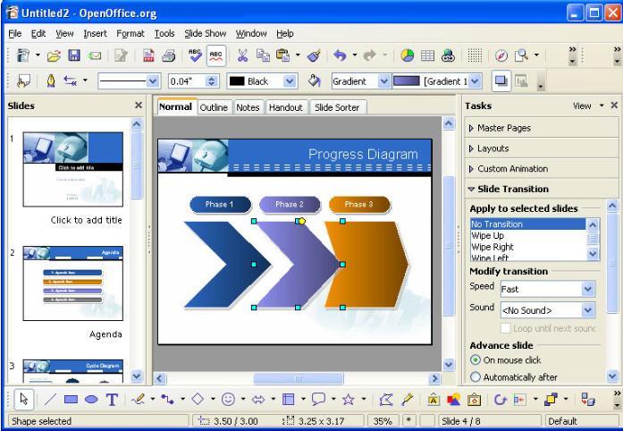 OpenOffice 3.4 beta : Main window
