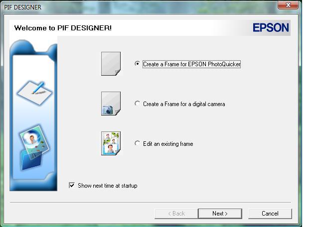 PIF DESIGNER 2.1 : Welcome Screen