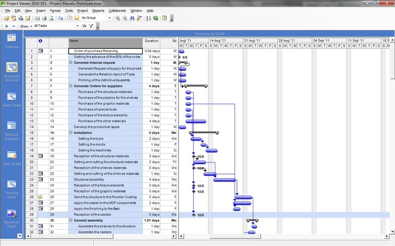 Project Viewer 2010 15.0 : A project view in the Gantt mode