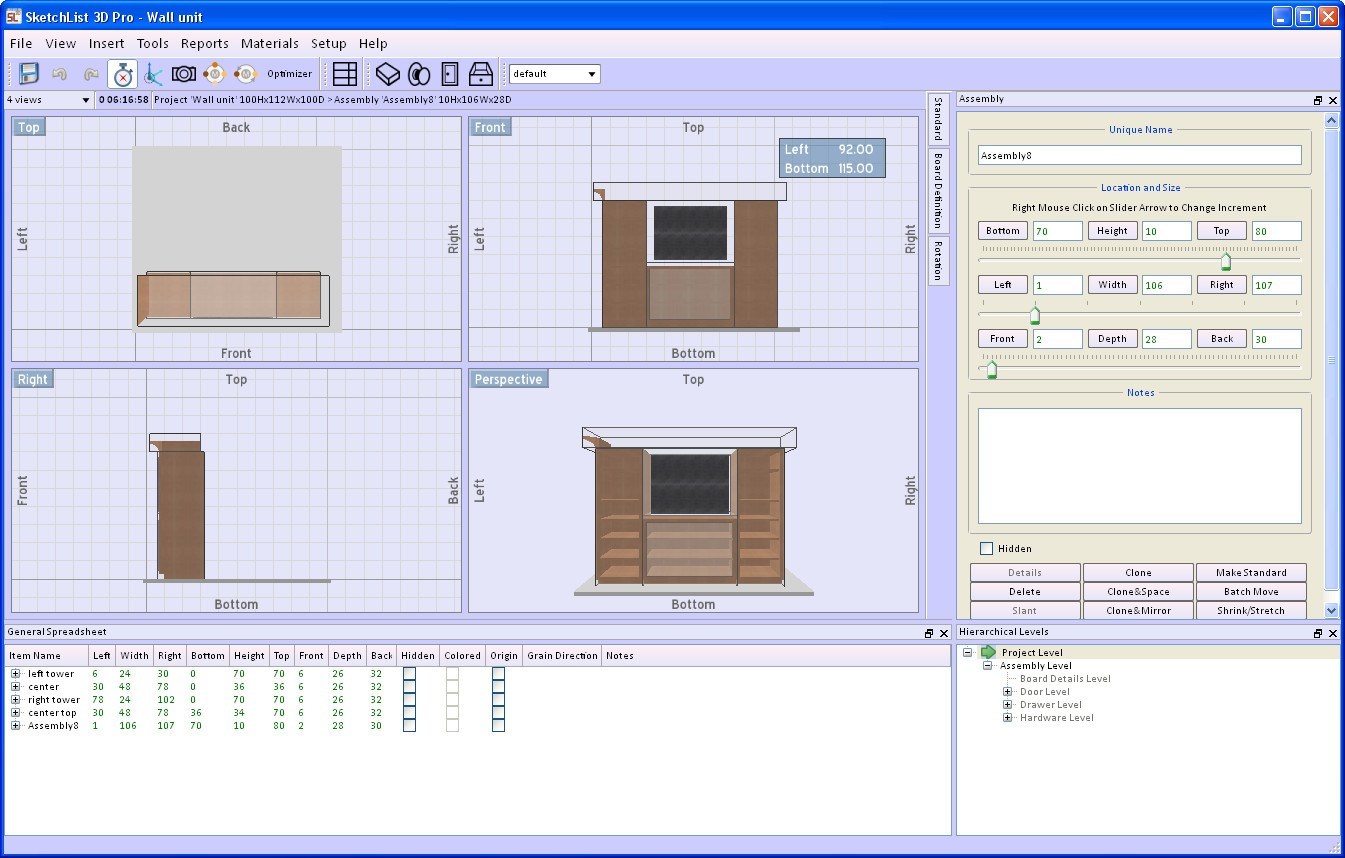 SketchList 3D Pro 4.0 : Project Window