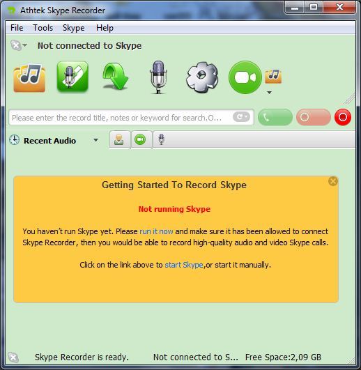 Skype Recorder 5.1 : Main preview