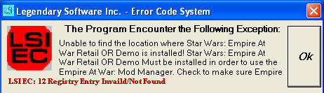 SW-Empire At War Mod Manager 1.0 beta : Main window