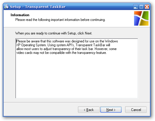Transparent TaskBar 1.0 : A first word about the program