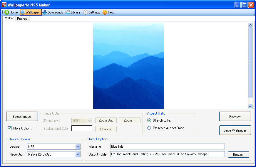 Wallpaperio N95 Maker 3.0 : Main window