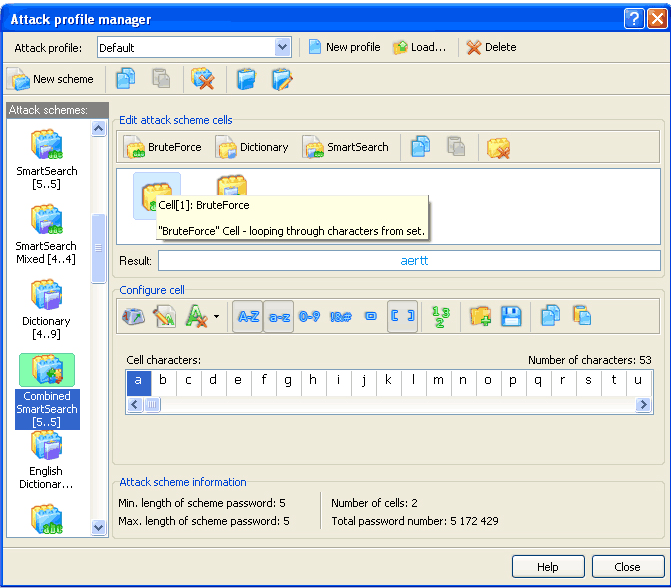 Word Password Recovery PRO 1.0 : attack profile manager.