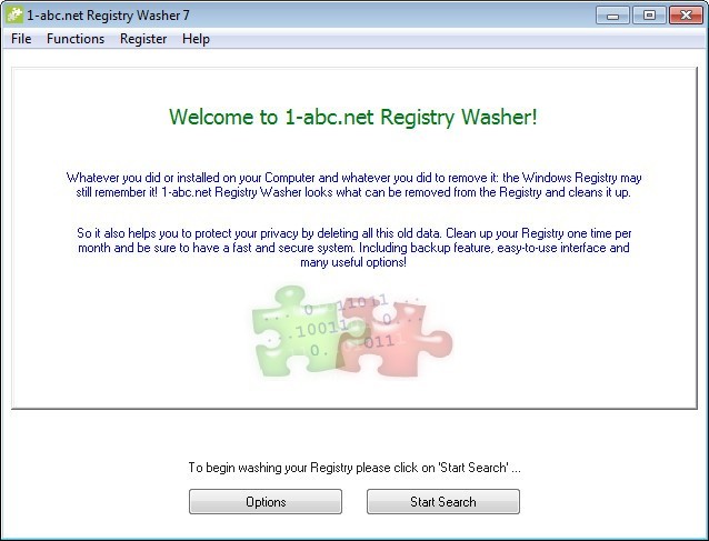 1-abc.net Registry Washer 7.0 : Start Window