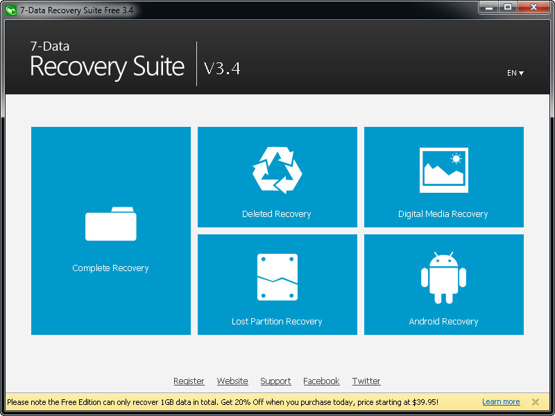 7-Data Recovery Suite 3.4 : Main window