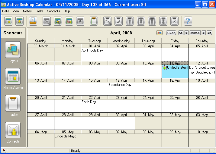 Active Desktop Calendar 7.3 : general view