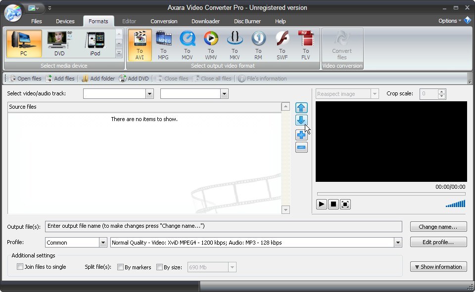 Axara Video Converter Pro 4.1 : Main Window