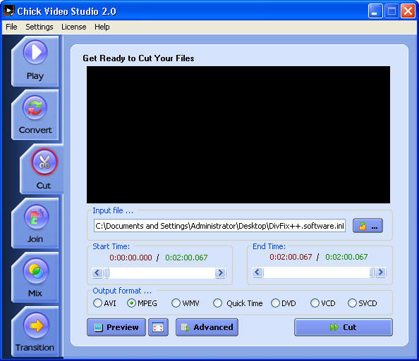 Chick Video Studio 2.0 : Main window