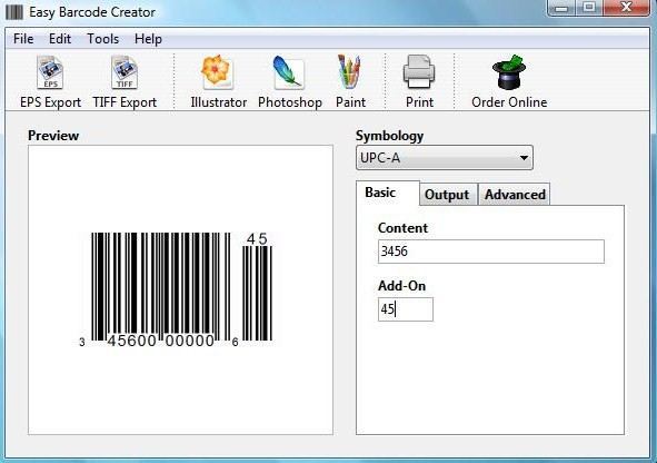 Easy Barcode Creator 2.1 : Main Window