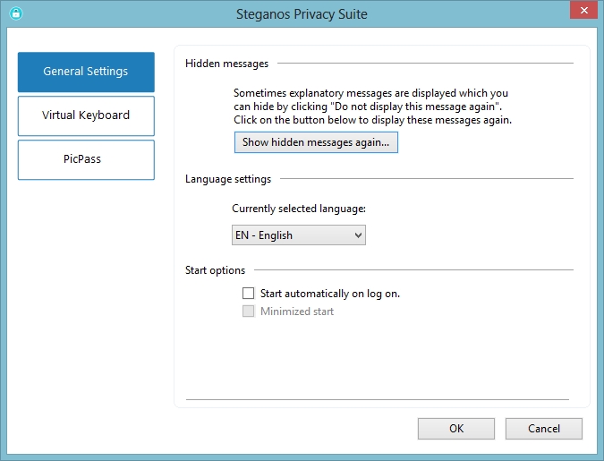 Steganos Privacy Suite 18.0 : Settings