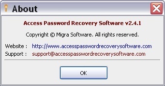 Access Password Recovery Software 2.4 : About Access Password Recovery Software