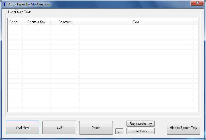Auto Typer by MurGee 1.2 : main menu