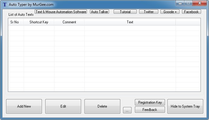 Auto Typer by MurGee 1.4 : Main window