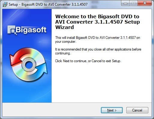 Bigasoft DVD to AVI Converter 3.1 : Setup Wizard