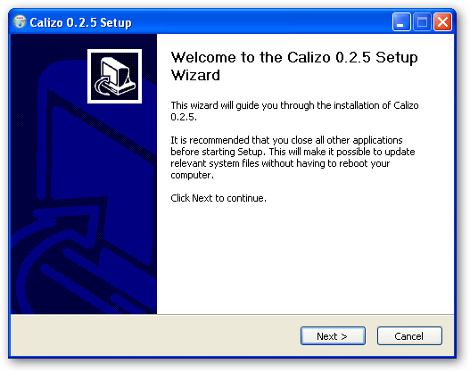 Calizo 0.2 : Installation wizard