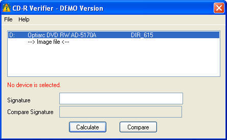 CD-R Verifier 1.8 : Main Window