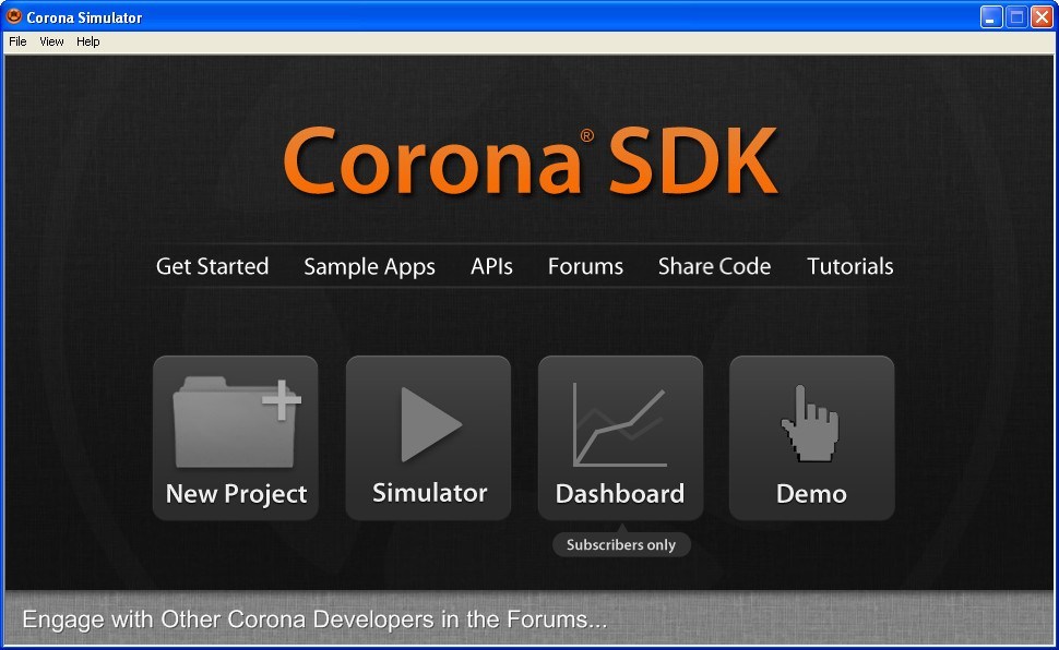 Corona SDK 12.6 : Main window