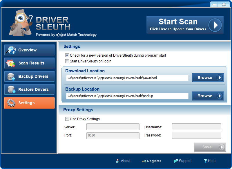 Driver Sleuth 2.7 : Settings