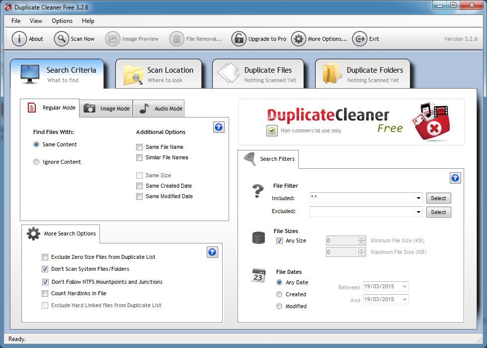 Duplicate Cleaner 3.2 : Main interface