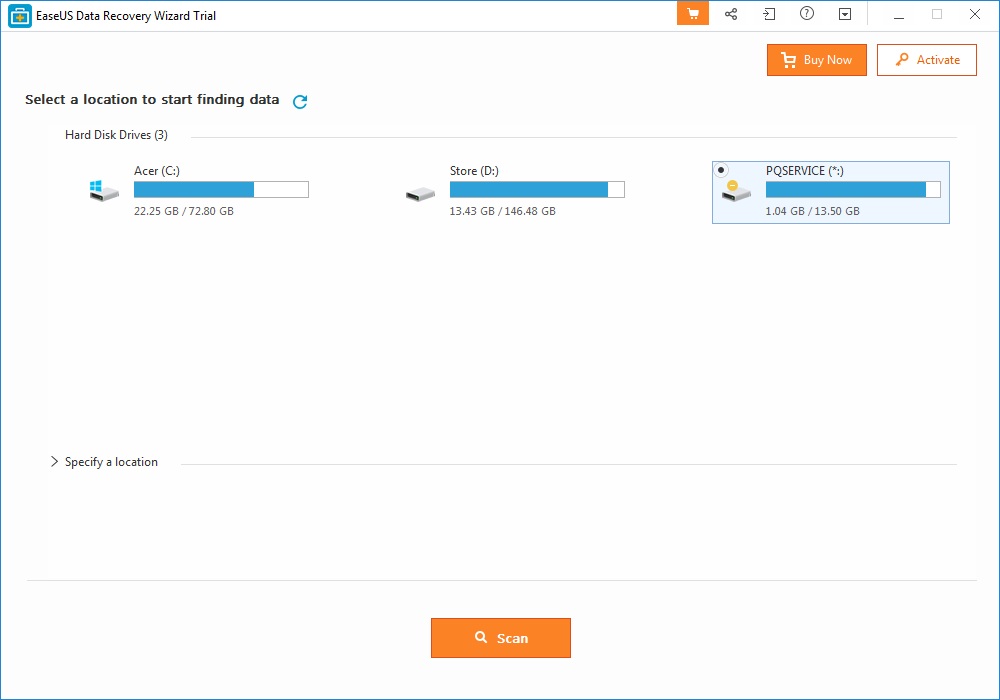 EaseUS Data Recovery Wizard 11.8 : Main Screen