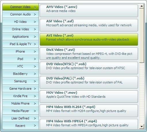 EasiestSoft Video Converter 1.0 : Output Formats